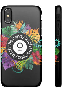 THE HAPPY BITCH (Pitch Black) Flower Power Pro-Aging Feminist Snap Phone Case