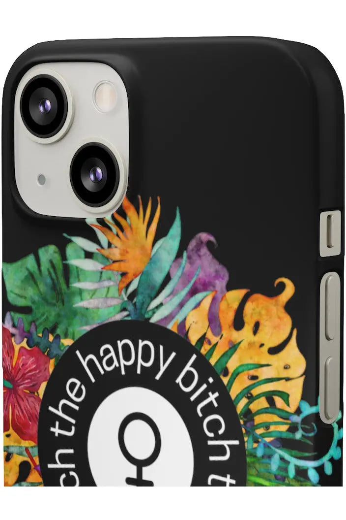 THE HAPPY BITCH (Pitch Black) Flower Power Pro-Aging Feminist Snap Phone Case