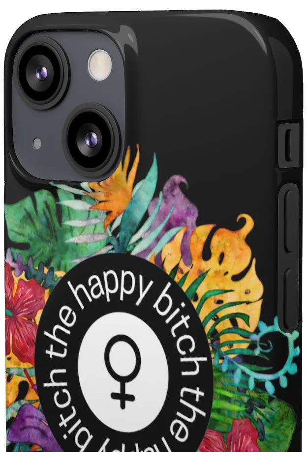 THE HAPPY BITCH (Pitch Black) Flower Power Pro-Aging Feminist Snap Phone Case