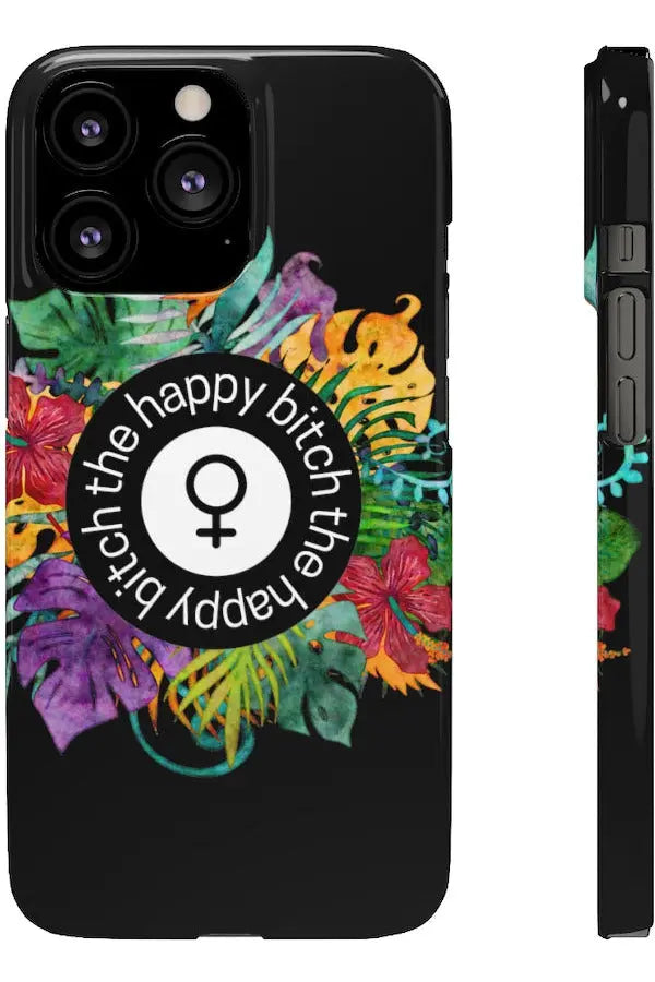 THE HAPPY BITCH (Pitch Black) Flower Power Pro-Aging Feminist Snap Phone Case