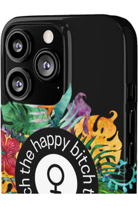 THE HAPPY BITCH (Pitch Black) Flower Power Pro-Aging Feminist Snap Phone Case