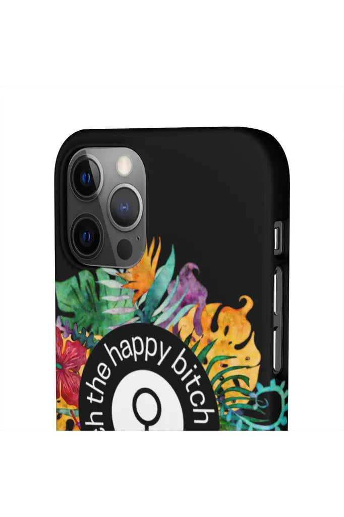 THE HAPPY BITCH (Pitch Black) Flower Power Pro-Aging Feminist Snap Phone Case