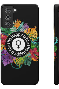 THE HAPPY BITCH (Pitch Black) Flower Power Pro-Aging Feminist Snap Phone Case