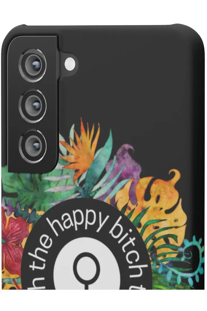 THE HAPPY BITCH (Pitch Black) Flower Power Pro-Aging Feminist Snap Phone Case