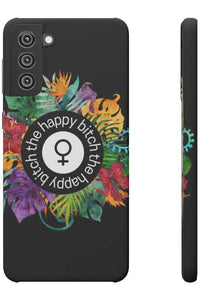 THE HAPPY BITCH (Pitch Black) Flower Power Pro-Aging Feminist Snap Phone Case