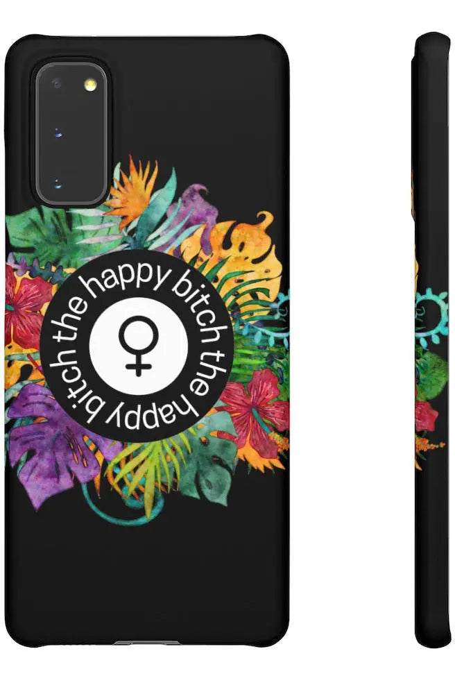 THE HAPPY BITCH (Pitch Black) Flower Power Pro-Aging Feminist Snap Phone Case