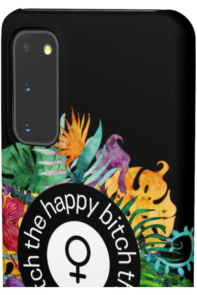 THE HAPPY BITCH (Pitch Black) Flower Power Pro-Aging Feminist Snap Phone Case