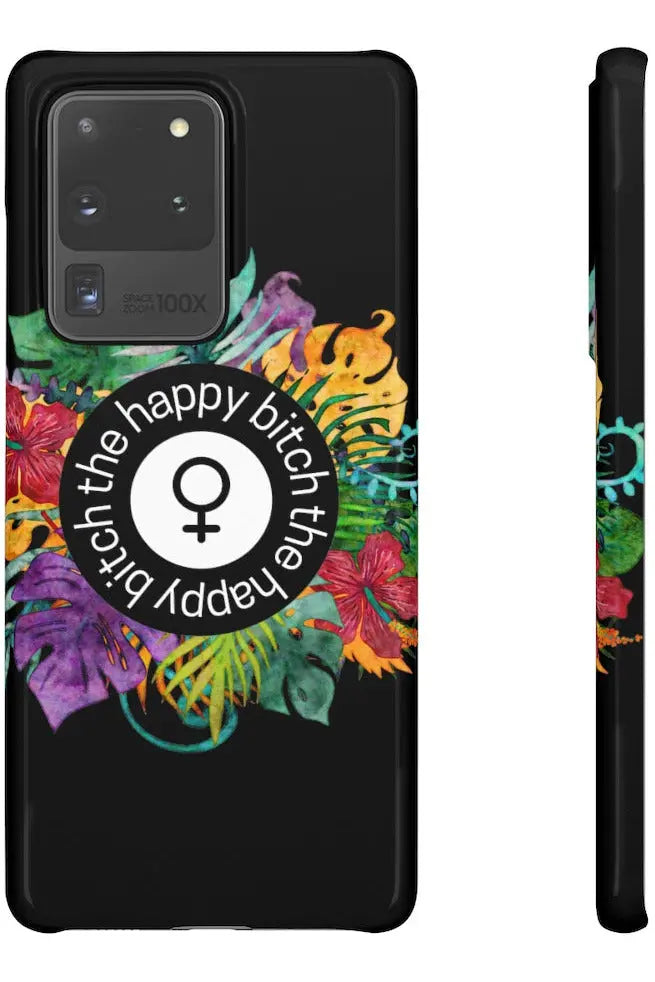 THE HAPPY BITCH (Pitch Black) Flower Power Pro-Aging Feminist Snap Phone Case