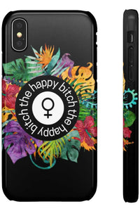 THE HAPPY BITCH (Pitch Black) Flower Power Pro-Aging Feminist Snap Phone Case