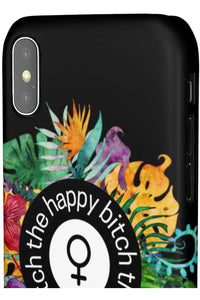 THE HAPPY BITCH (Pitch Black) Flower Power Pro-Aging Feminist Snap Phone Case