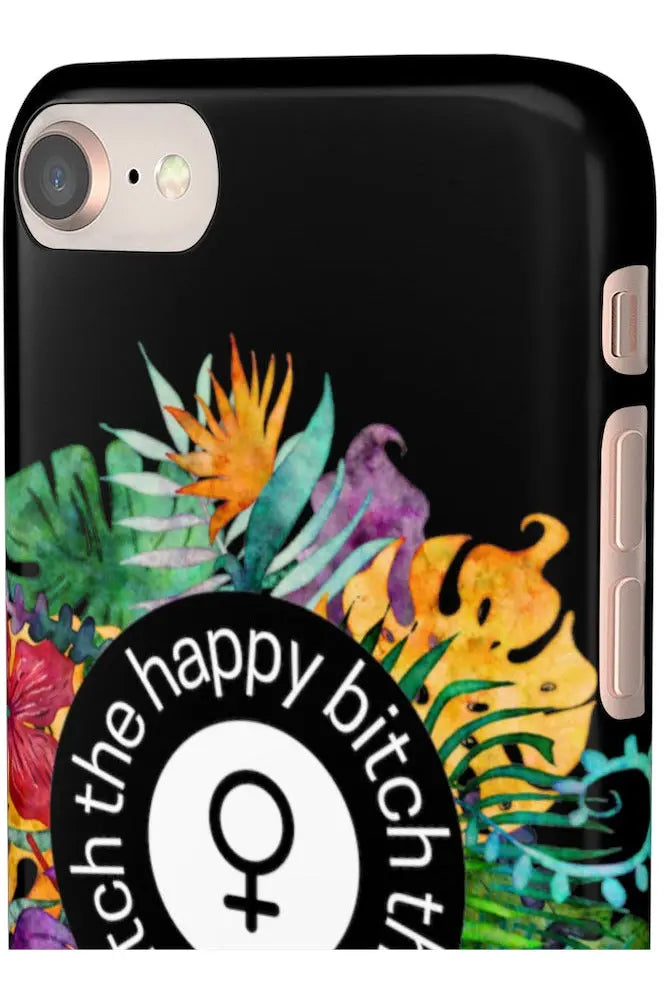 THE HAPPY BITCH (Pitch Black) Flower Power Pro-Aging Feminist Snap Phone Case