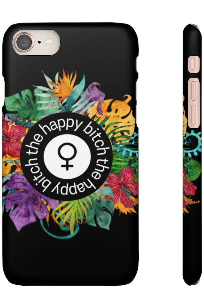 THE HAPPY BITCH (Pitch Black) Flower Power Pro-Aging Feminist Snap Phone Case