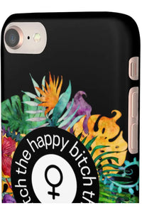 THE HAPPY BITCH (Pitch Black) Flower Power Pro-Aging Feminist Snap Phone Case