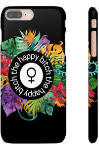 THE HAPPY BITCH (Pitch Black) Flower Power Pro-Aging Feminist Snap Phone Case