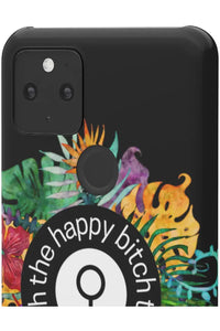 THE HAPPY BITCH (Pitch Black) Flower Power Pro-Aging Feminist Snap Phone Case