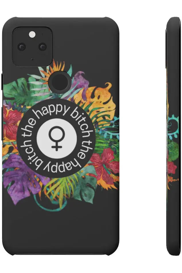 THE HAPPY BITCH (Pitch Black) Flower Power Pro-Aging Feminist Snap Phone Case