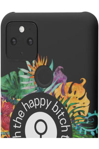 THE HAPPY BITCH (Pitch Black) Flower Power Pro-Aging Feminist Snap Phone Case