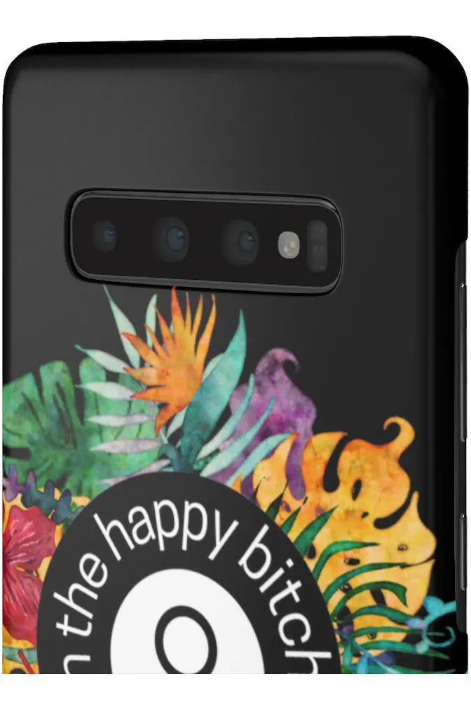 THE HAPPY BITCH (Pitch Black) Flower Power Pro-Aging Feminist Snap Phone Case