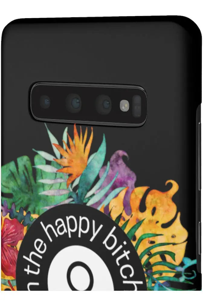 THE HAPPY BITCH (Pitch Black) Flower Power Pro-Aging Feminist Snap Phone Case