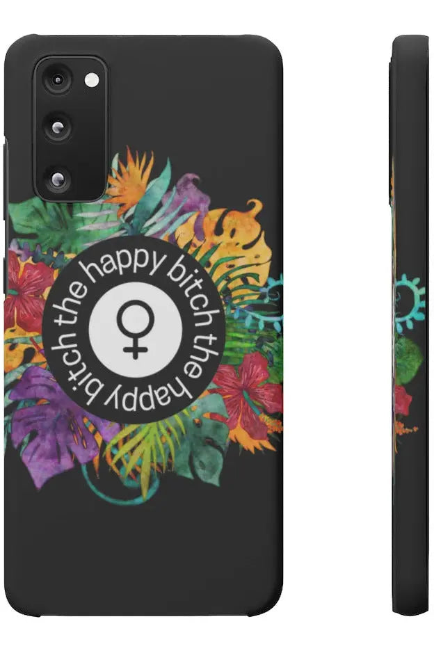 THE HAPPY BITCH (Pitch Black) Flower Power Pro-Aging Feminist Snap Phone Case