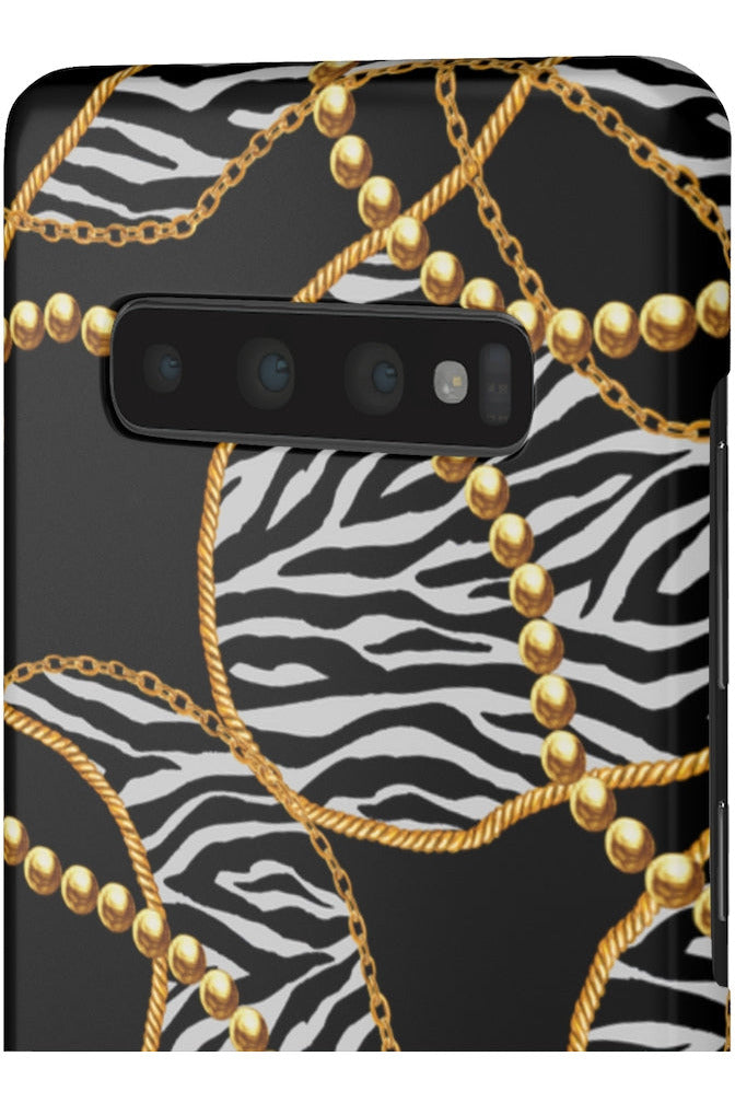 Groove Designer Collection (Black and White Animal Print Swirl + Pearls) Snap Phone Case