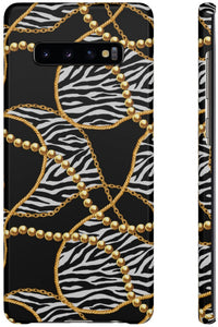 Groove Designer Collection (Black and White Animal Print Swirl + Pearls) Snap Phone Case