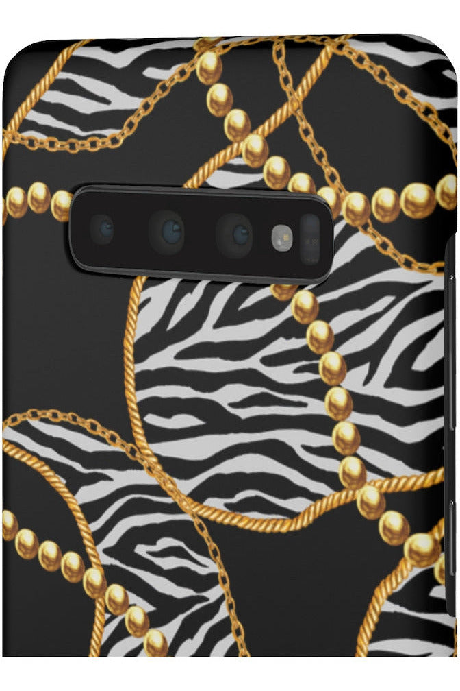 Groove Designer Collection (Black and White Animal Print Swirl + Pearls) Snap Phone Case